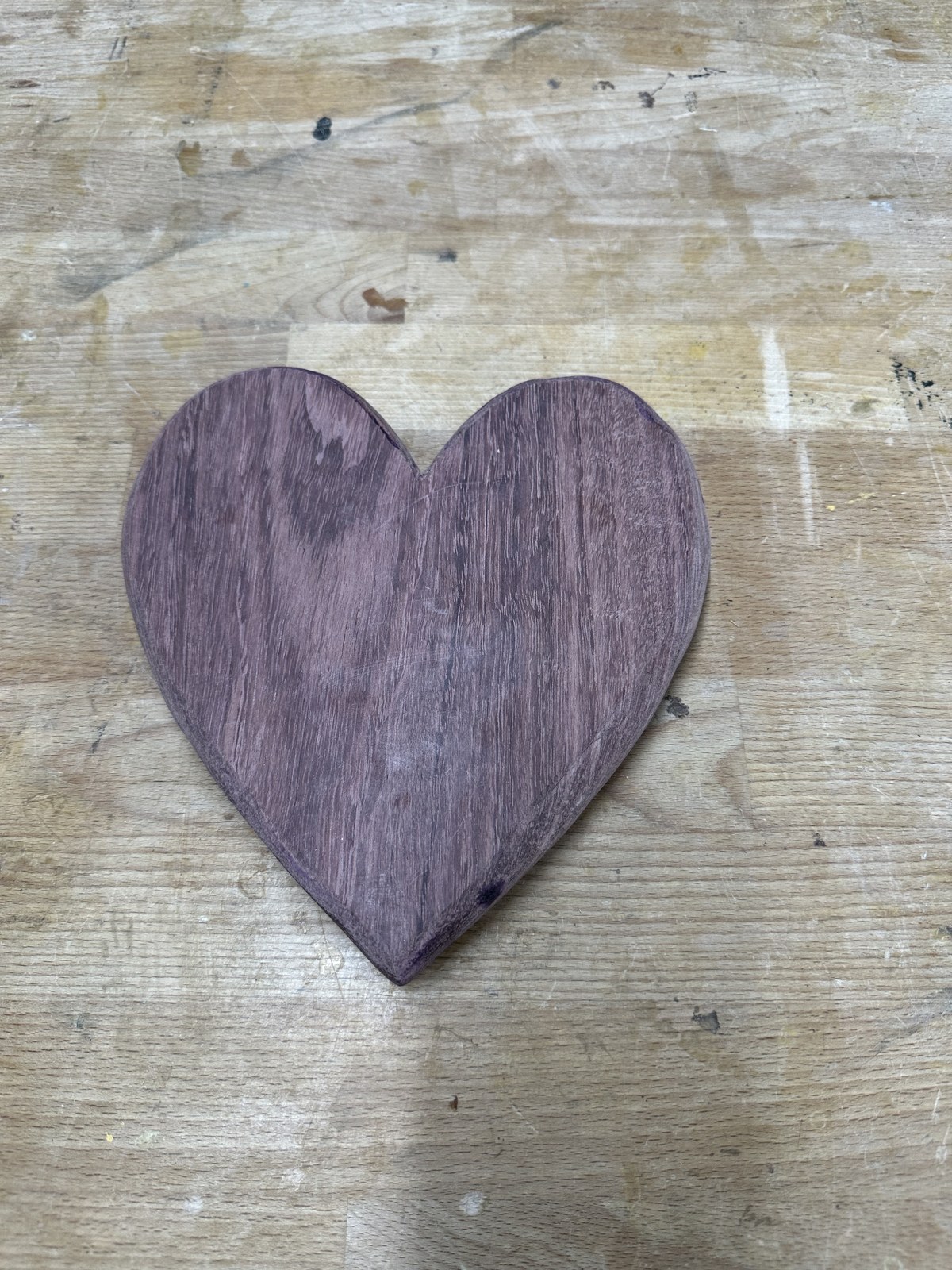 Raw heart cutout on the workbench